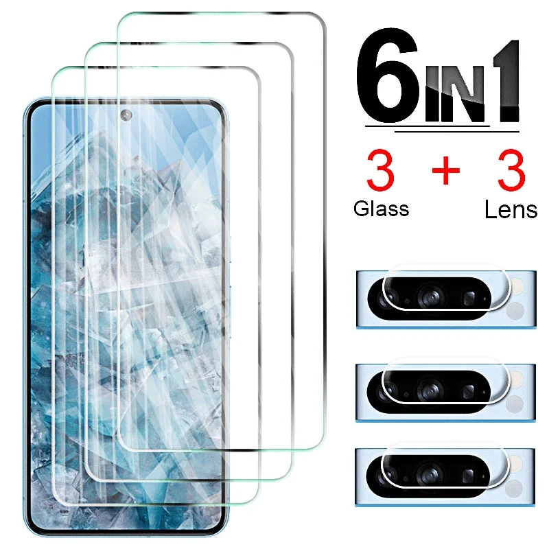 Kaca Tempered pelindung layar Google Pixel 8 Pro, kaca pelindung layar Google 8pro 7a 6a 8 7 6 A lensa kaca lensa kamera bening