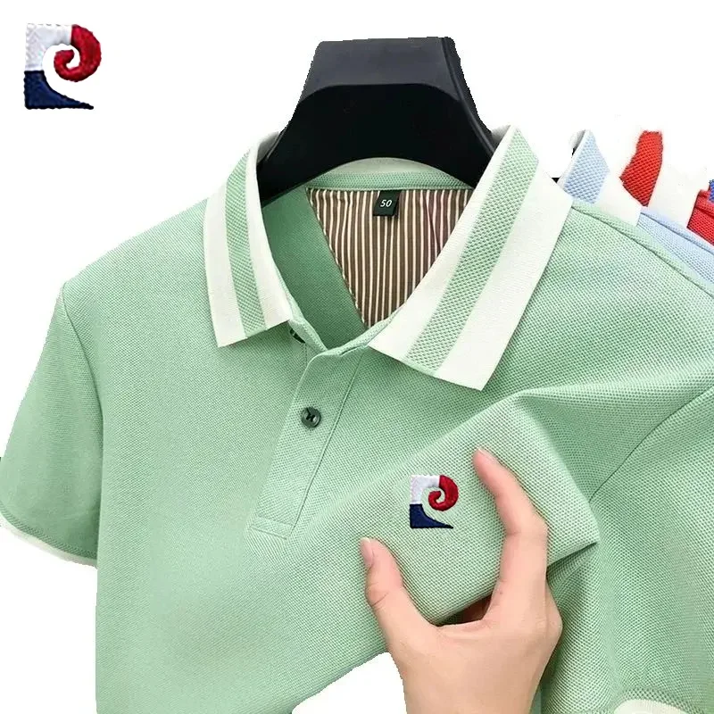 

Летняя мужская высококачественная повседневная рубашка-поло с короткими рукавами, новый модный и модный, впитывающий пот и дышащий топ
