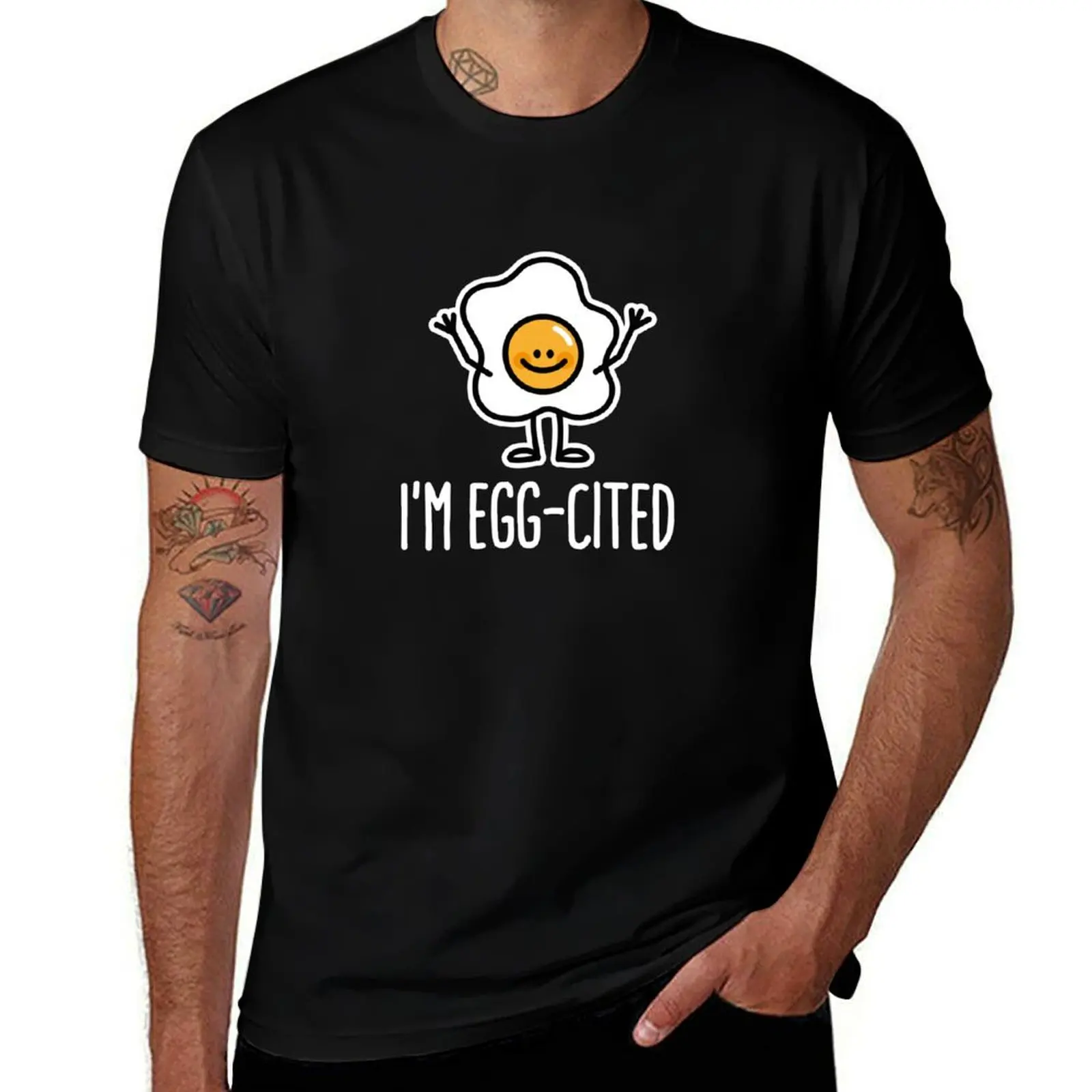 I’m egg-cited cool excited egg funny food pun T-Shirt plain shirts graphic tees summer clothes anime t shirts t shirt men