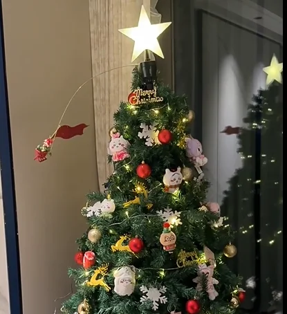 Revolving Carriage Tree Top Star Santa Electric Plug-in Luminous Five-pointed Star Christmas Tree Decoration