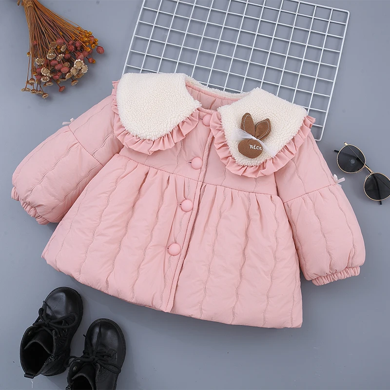 Winter New Simple Solid Color Baby Girl Coat, Korean Style Children\'S Long Sleeved Clothes (9 Months -4 Years Old)