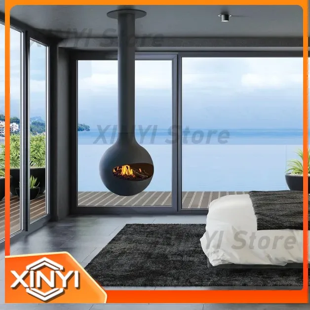 Hanging Ball Fireplace Real Fire Wood Burning Hotel Living Room Villa Homestay Firewood Heating Alcohol Atomization Decoration