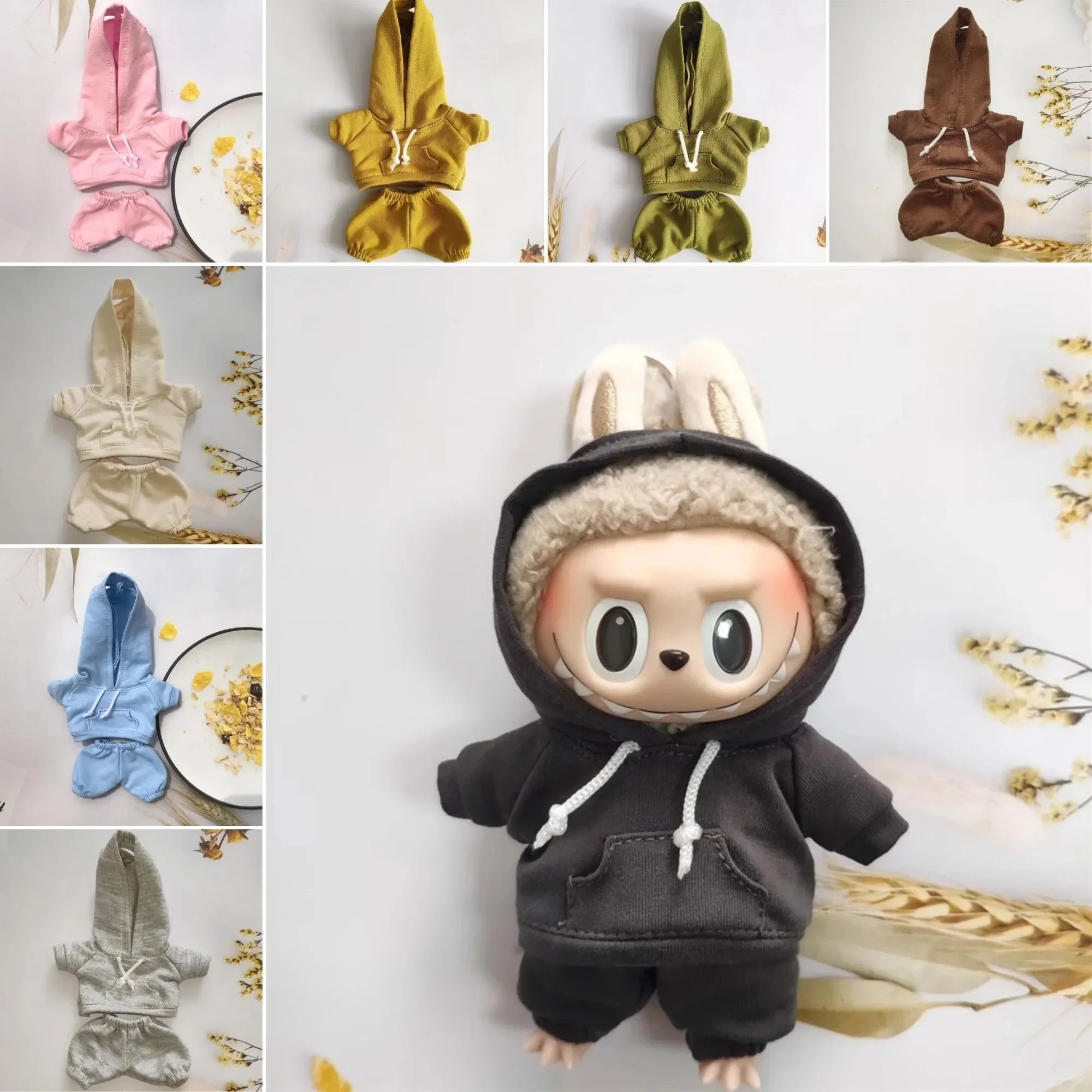 

Casual Sweatsuit Set for Labubu Clothes for 15/17cm Dolls Fashion Sport Outfit Dress for Labubu Casual Glasses Headphones Shoes
