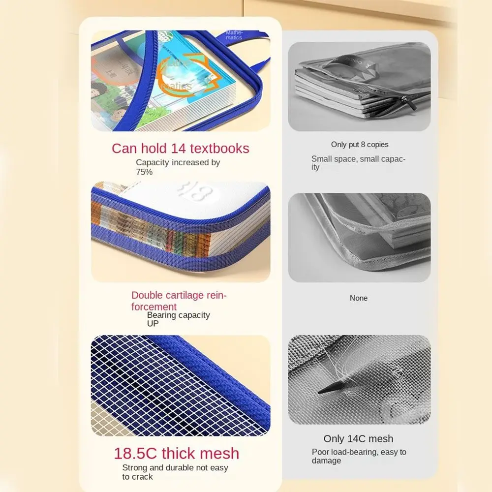 

A4 Transparent File Bag Large Capacity L-shaped Subject Classification Bag Thickened Stationery Storage Test Paper Storage Bag