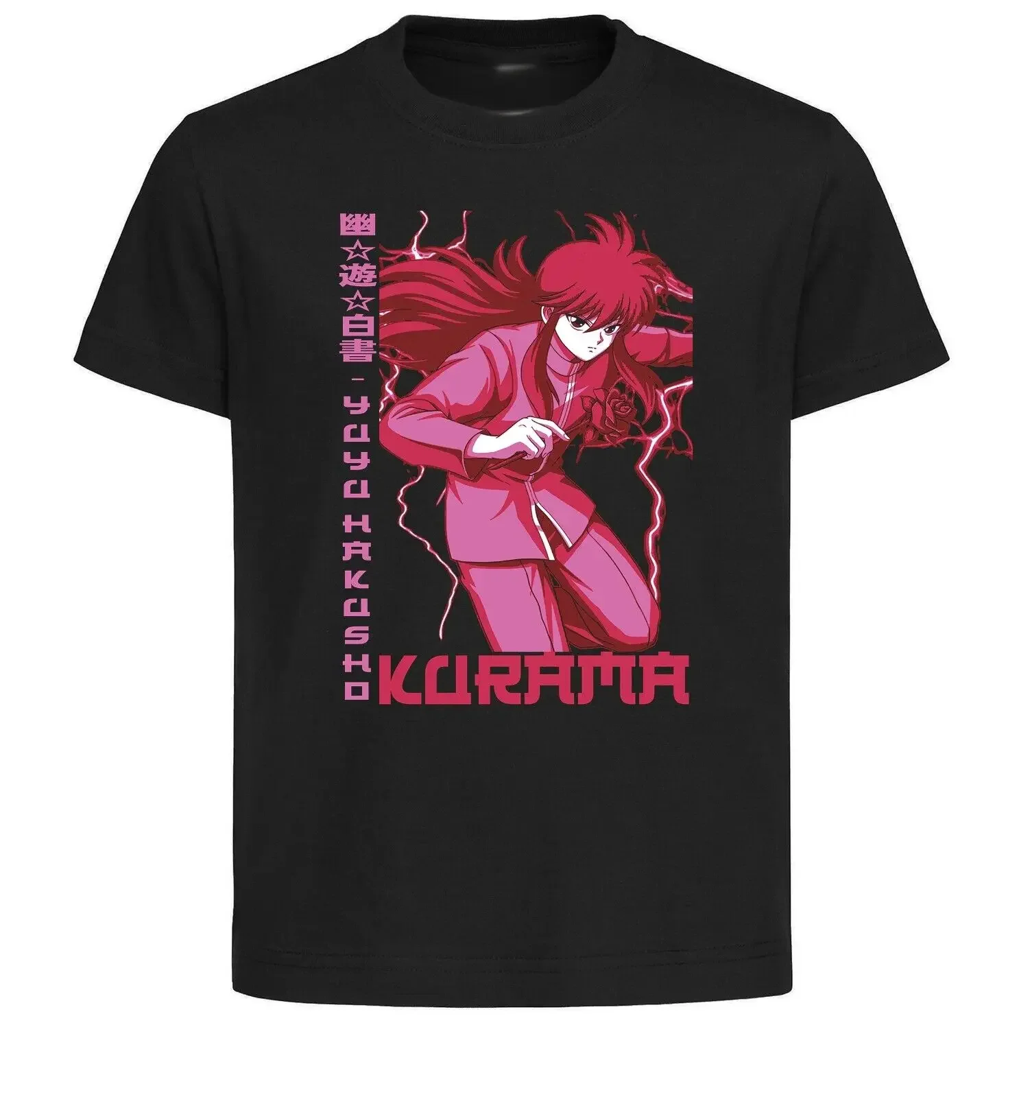 Unisex Black Japanese Style T-Shirt - Yuyu Hakusho - Kurama LL3789-