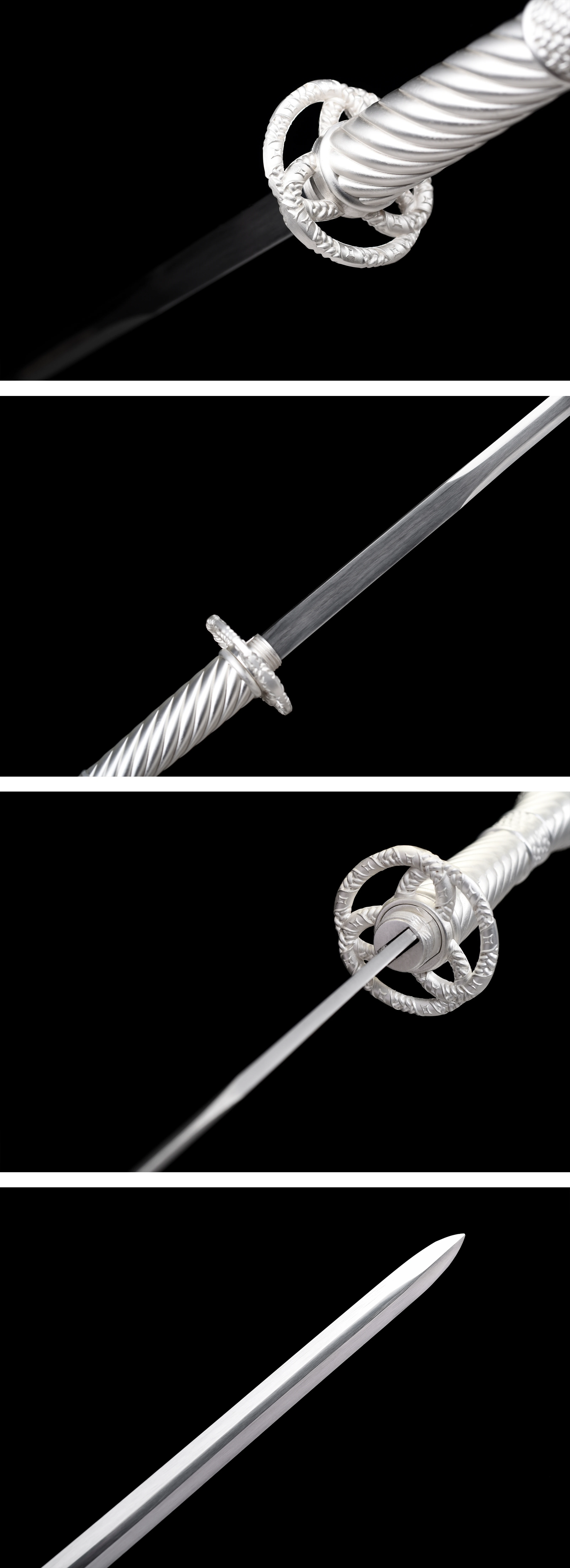 سيف موظفي القرون الوسطى 95 سم، سيف الساموراي الياباني، فولاذ زنبركي كاتانا، تحضير قتالي، أسلحة حادة، تدريب النينجا، مارشل