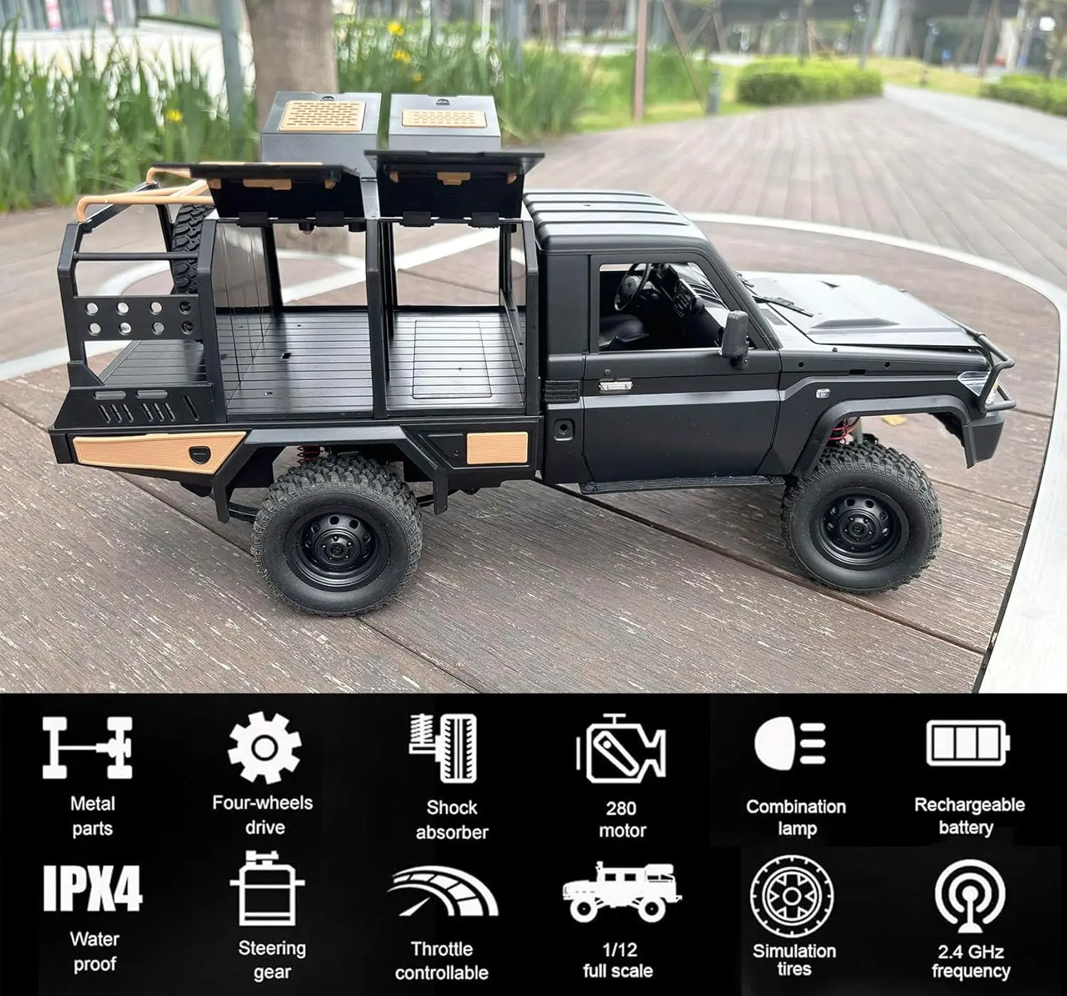 1/12 Scale 4WD Remote Control Off-Road Crawler, Proportional Throttle and Steering, Upgraded Chassis with 280 Motor, All-Terrain RC Truck for Adult Enthusiasts