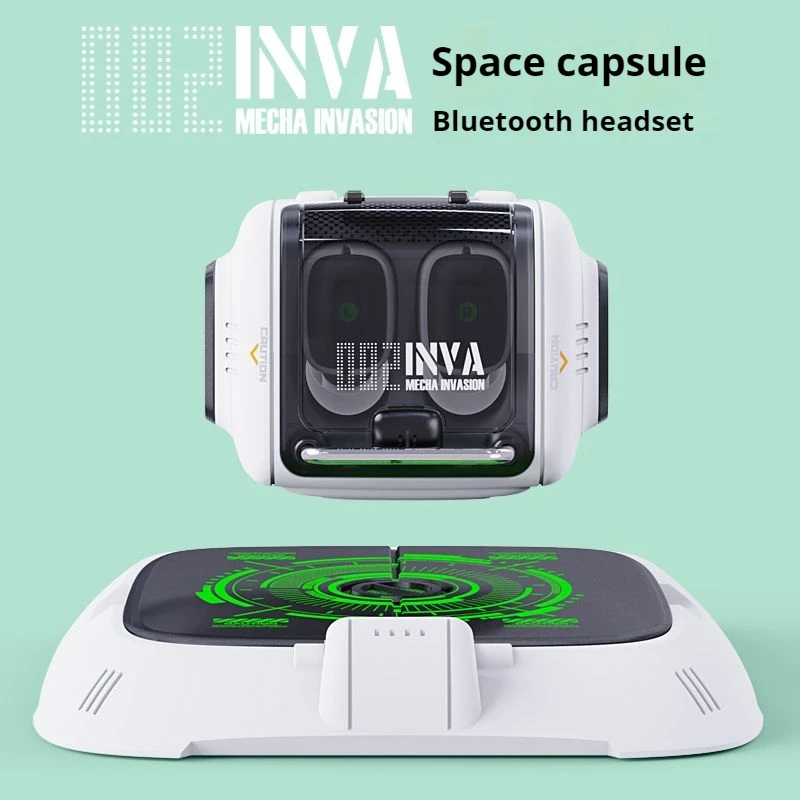 Mecha Invasion Earphone Bluetooth Space Capsule Stereo Enc Noise Reduction Charging Base Low Latency Hifi In-Ears Rgb Earphone