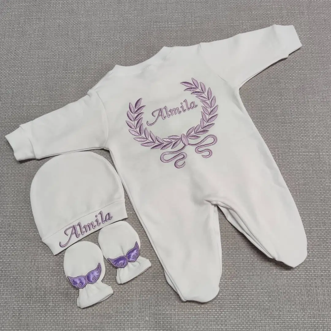 0-6 Months Baby Personalized Outfit Custom Clothing Sets Rompers Spring suit dress costumes children's clothing 3-Pcs