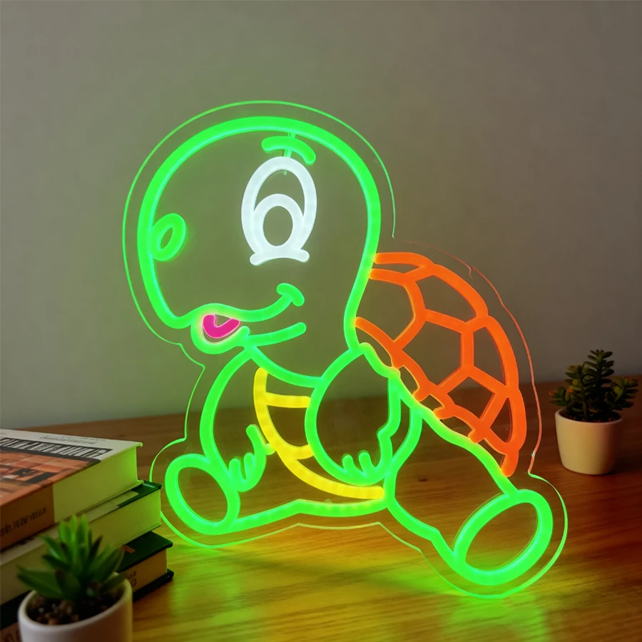 لافتة نيون Led للرسوم المتحركة، أيقونة فنية على شكل سلحفاة لطيفة، تعمل بمنفذ USB، تستخدم لغرفة النوم، والبار، والحفلات، وغرفة الألعاب، وديكور الكهف للرجال.
