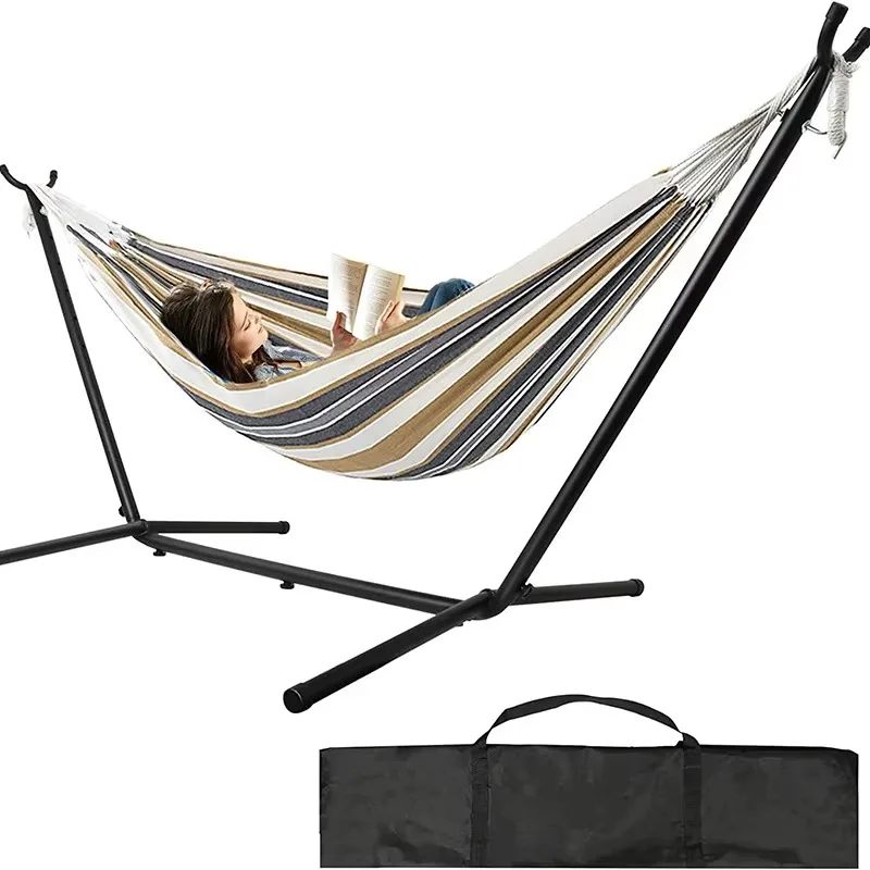 

Cotton Hammock Stand Double Iron Wholesale Steel Frame Outdoor Camping with Canvas Hammock