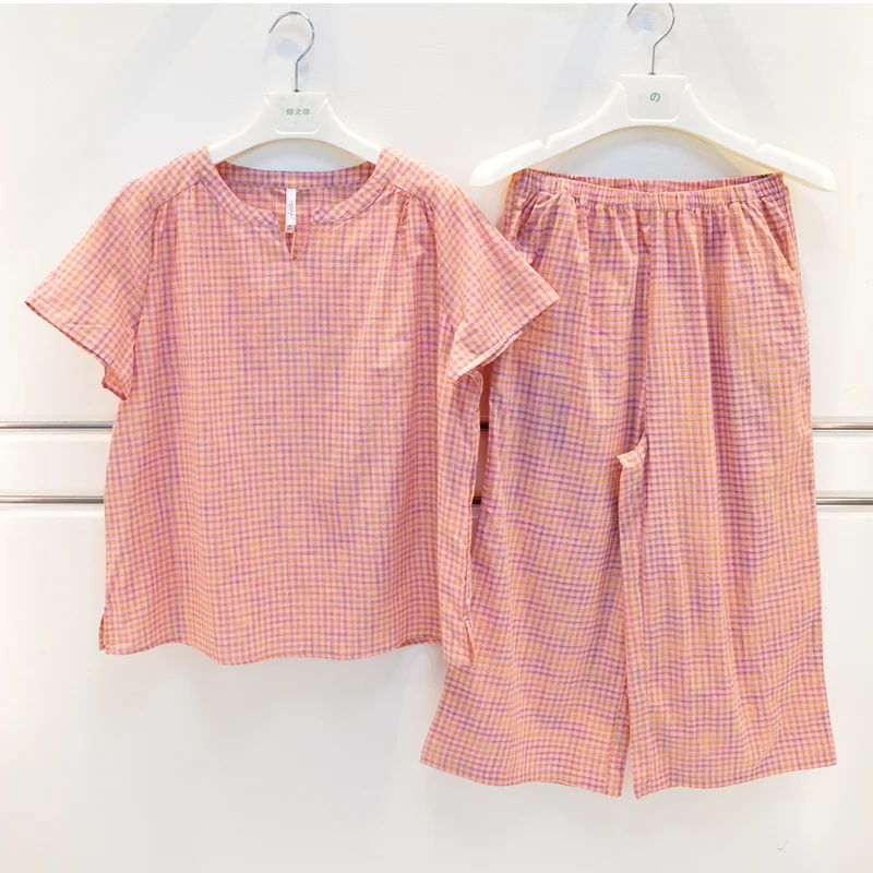conjunto-de-pijama-de-siete-piezas-para-mujer-marca-nicoya-verano-nuevo-algodon-puro-tejido-a-cuadros-delgado-moderno-manga-corta-ropa-de-dormir-para-el-hogar