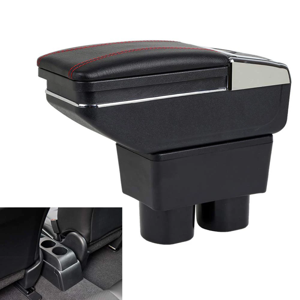 

A82E-Armrest Rotatable Black Leather Center Console Storage Box For Nissan Versa Tiida 2005-2011 Arm Rest