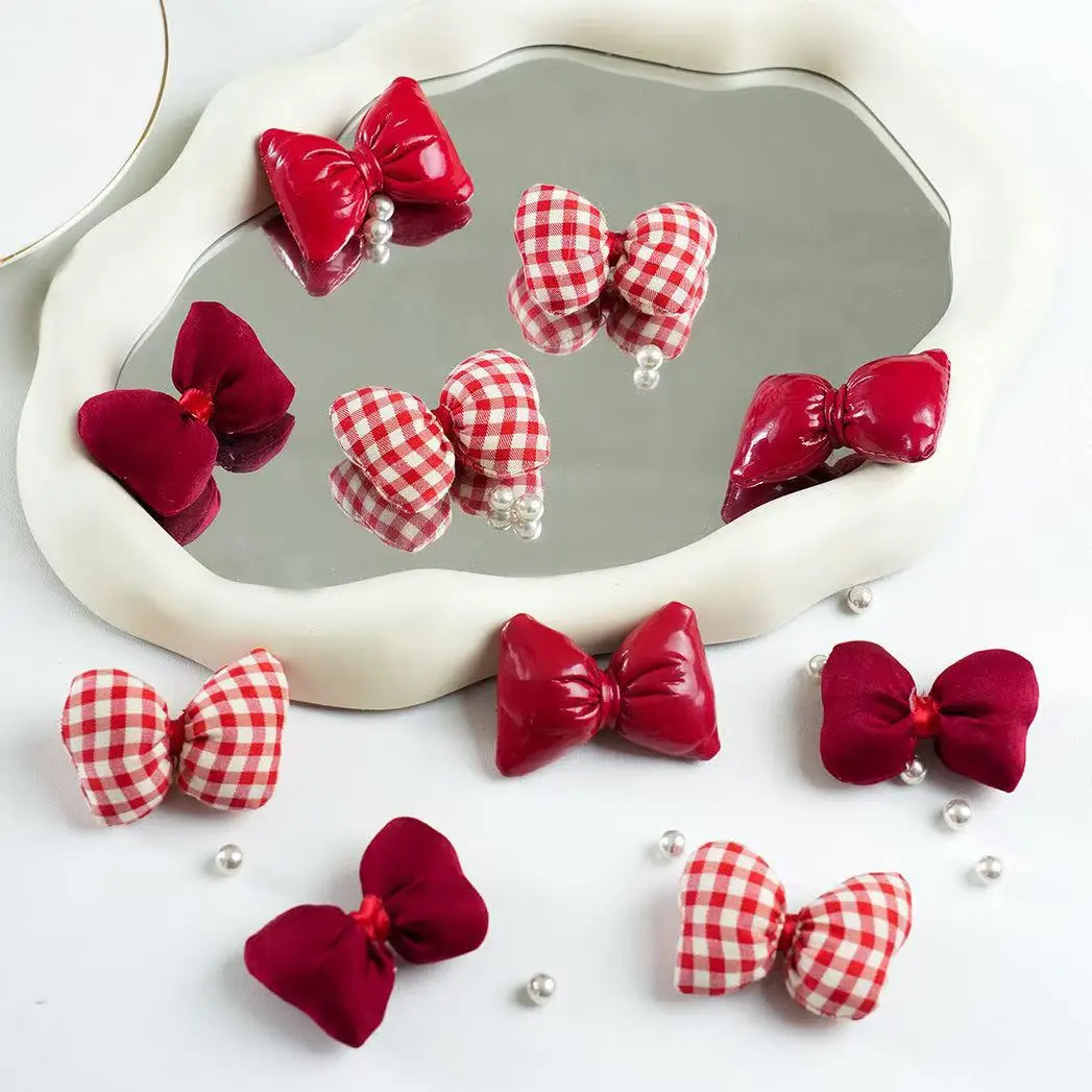 500 stuks groothandel handgemaakte stof geruite katoenen vlinderboog diy haaraccessoires hoofd bloem kleding cake kerstboom tas