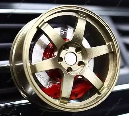 TE37 Wheel Rim Model Car Air Freshener Rotating Alloy Vent Clip Aluminum Wheel Ornament