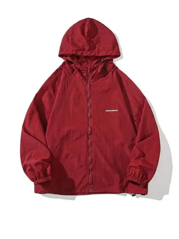 

Мужская летняя тонкая куртка-пилот в стиле ретро, американский винно-красный, солнцезащитная верхняя одежда, открытый кардиган для пары, летное пальто