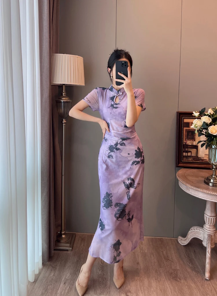 Vestidos de manga curta femininos nos anos 50 outono veludo bezerro-comprimento lapela bordas em camadas ajuste regular rural all-match macio picante