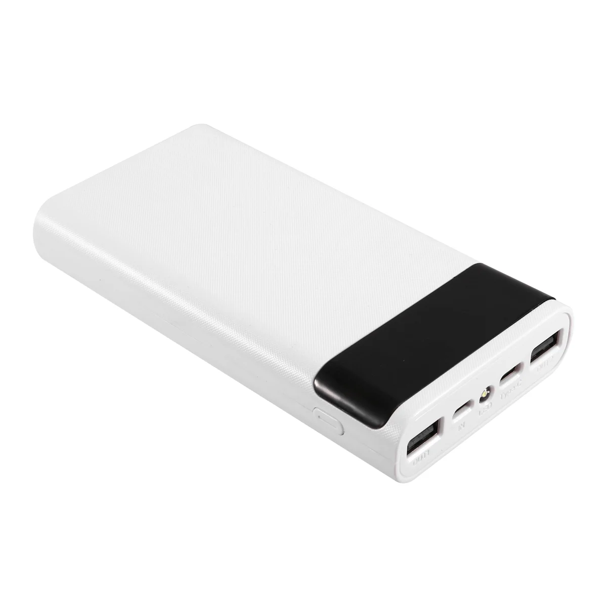 NN89R 18650 صندوق قوة البطارية 5 فولت 2.1A شاشة الكريستال السائل 20000 مللي أمبير لوحة الطاقة لبطارية 6X18650 لتقوم بها بنفسك Powerbank (أبيض)