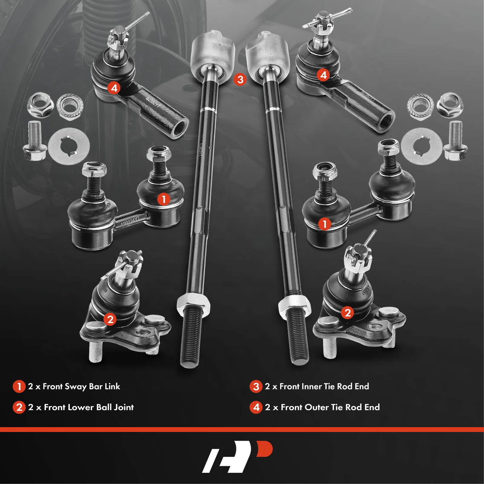 A-Premium 8x Stabilizer Bar Link & Tie Rod End & Ball Joint for Toyota Corolla 1996-2002