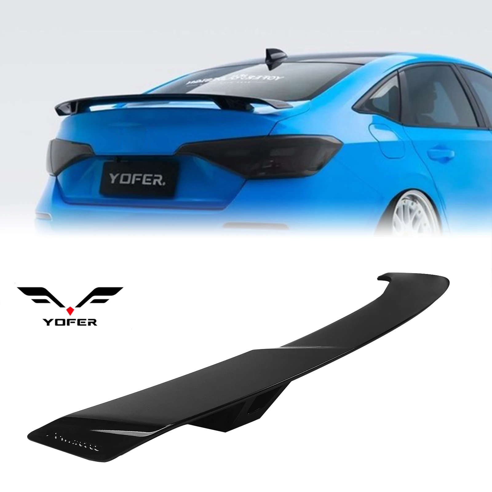 For Honda 11.5th Gen Civic 4 Door Sedan 2022-2026 Yofer Rear Trunk Spoiler Wing Lip Trim