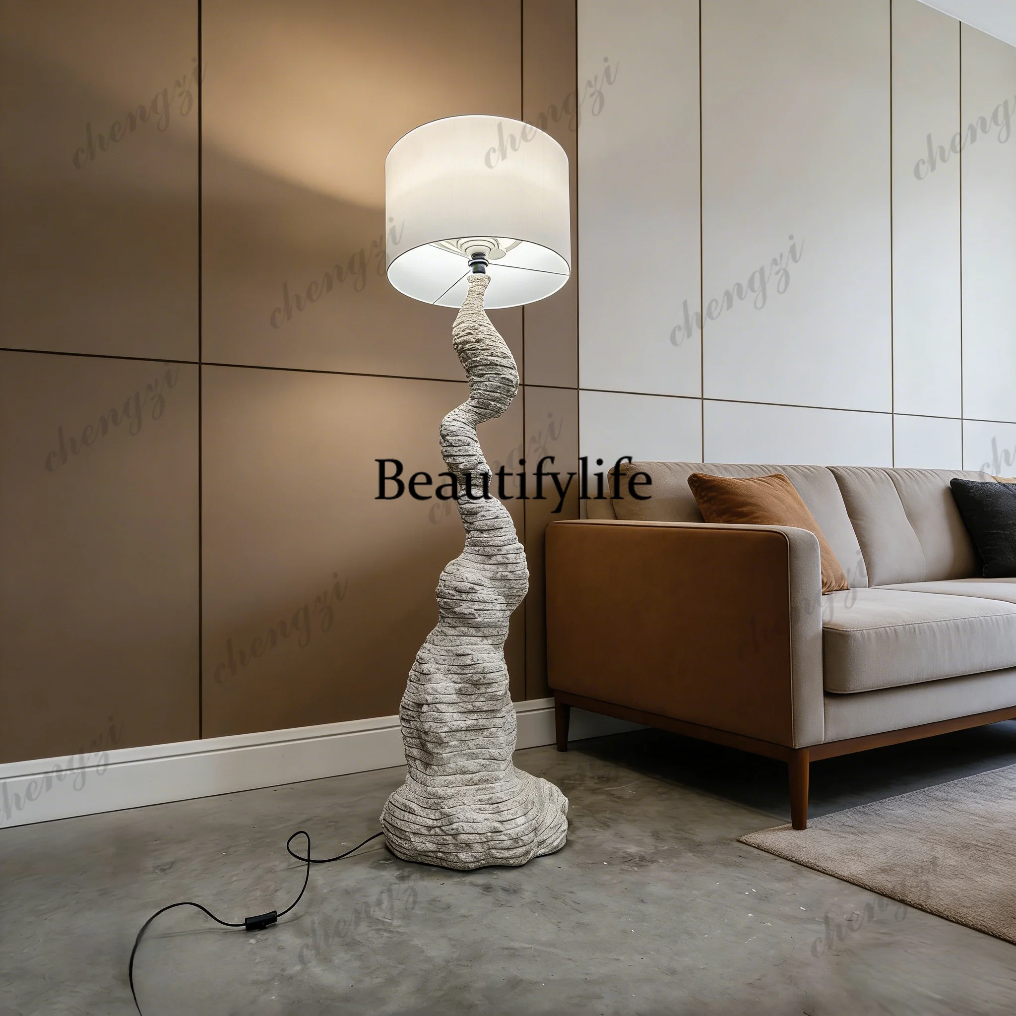 Italian style sandstone modern simple handicrafts sculpture living room floor ornament  with speaker starry sky ceiling light