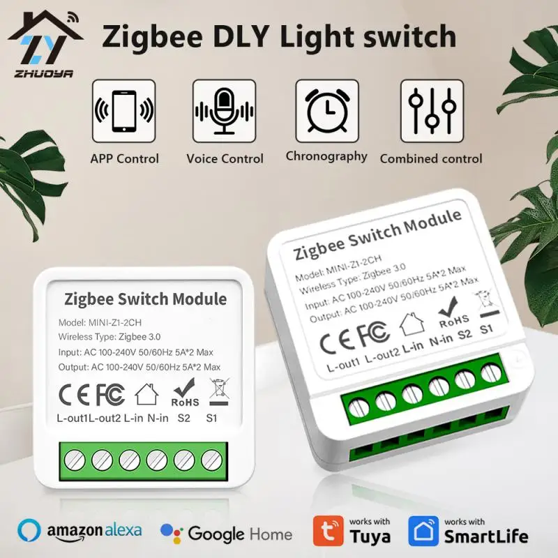 

Tuya Zigbee Smart Switch Module 2/3/4 Gang 2 Way Control DIY Breaker Smart Home Work with Alexa Google Home Yandex Alice