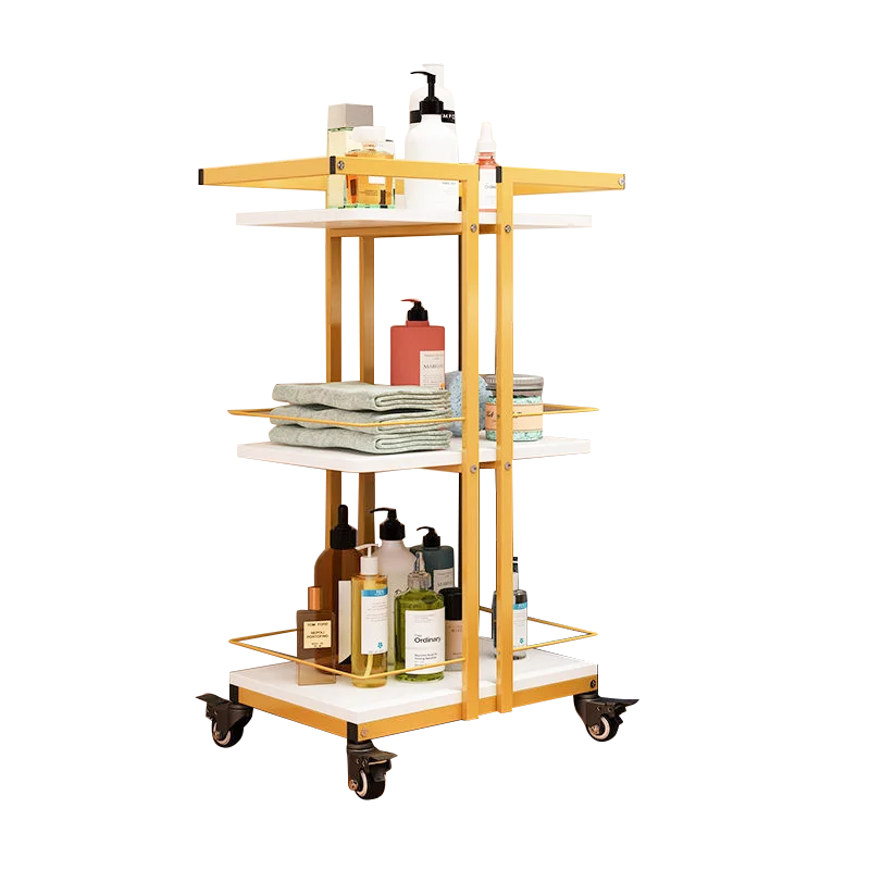 Beauty New Design Makeup Salon Cart 3 Tiers Pedicure Spa Nail Shop Trolley Gold Beauty Trolley With Lockable Wheels
