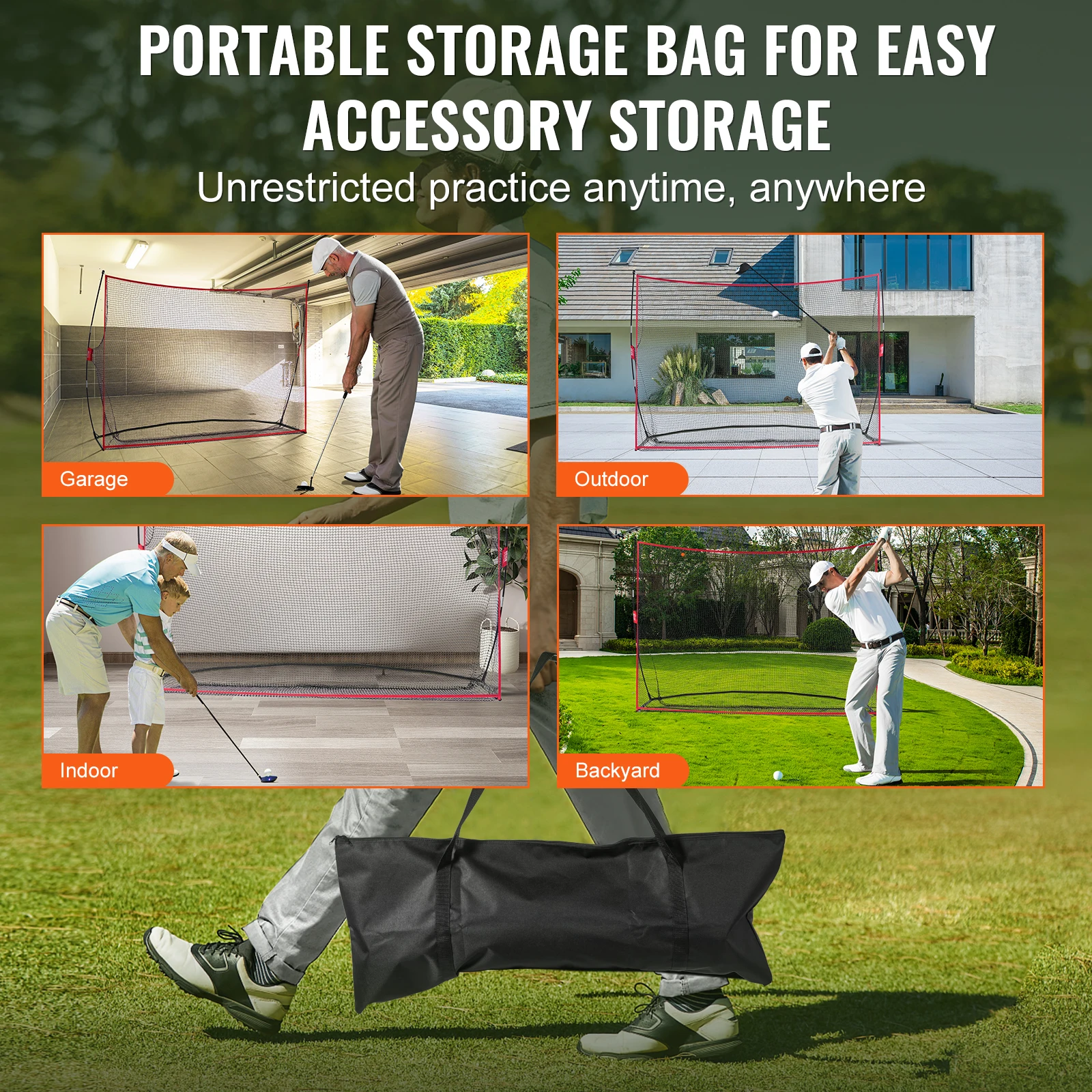 Imagem -06 - Vevor-portátil Prática de Golfe Bater Net Enorme Golf Net Personal Driving Range Uso Indoor e Outdoor Home Aid Net 10.8x7ft