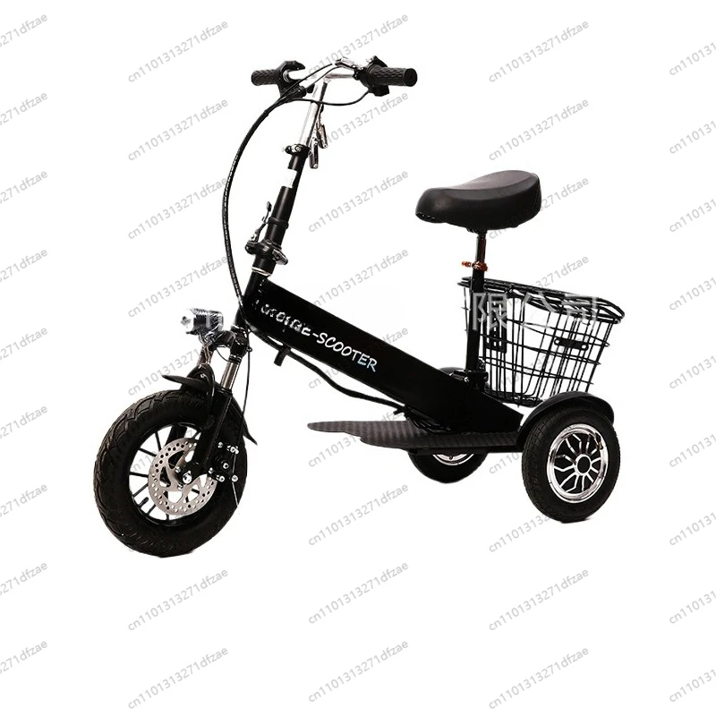 

Lightweight Foldable Dual Rear Drive Electric Three-wheel Patrol Scooter Grocery Shopping Cart