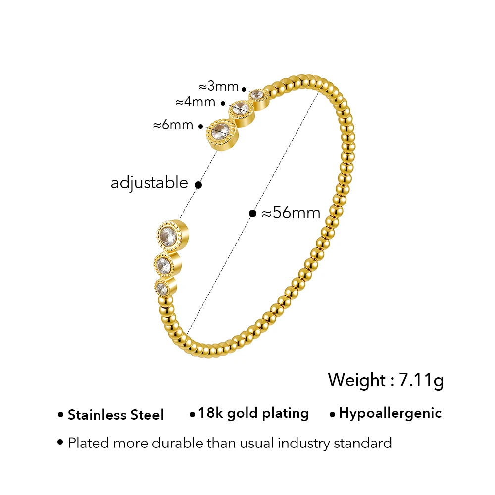 ENFASHION Pulseras Elastic Zircon Open Bracelet For Women's Stainless steel 18K Plated Gold Delicate Fashion Jewelry B252659