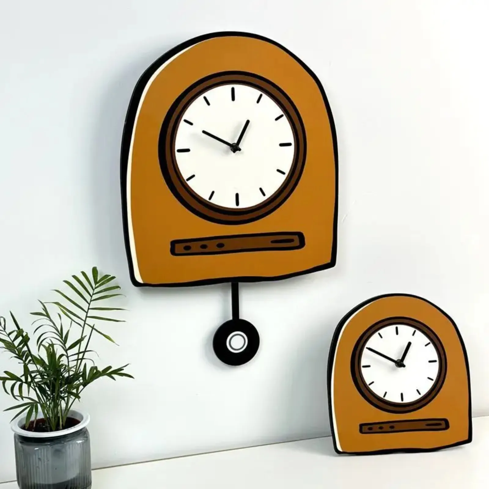 Modern Wall Clock Nordic Minimalist Cute Cartoon Silent Pendulum Clock Creative Home Decor Living Room Aesthetic Room Decoration