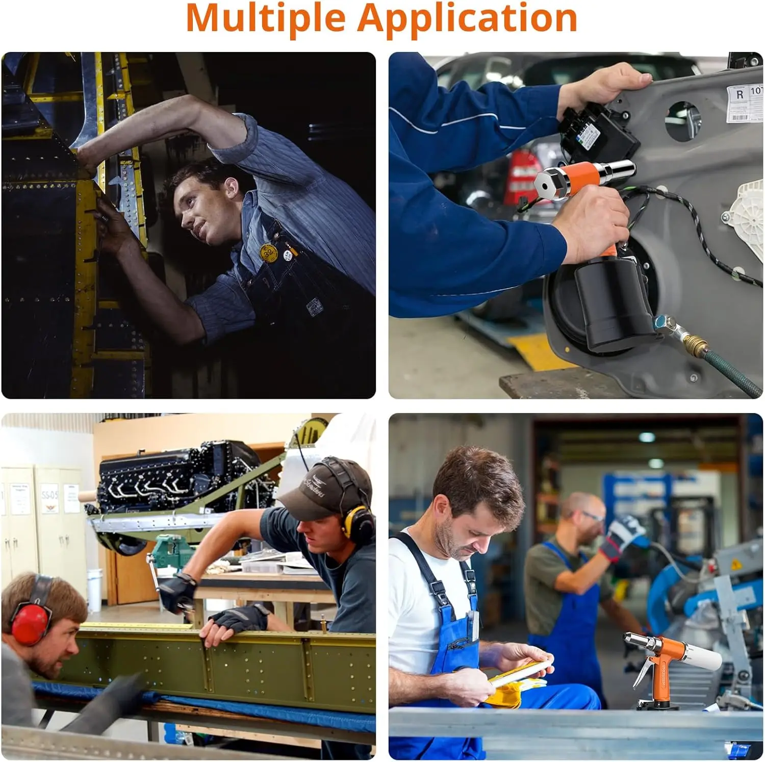 المبرشم الهوائي 3924LBF - مسدس برشام هوائي عالي التحمل، سعة 3/32 بوصة إلى 1/4 بوصة