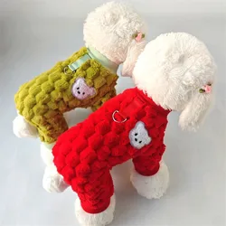 Ropa de lana para mascotas, mono con capucha para perros pequeños y medianos, pijama para cachorros, monos de invierno, verde y rojo, York XXL