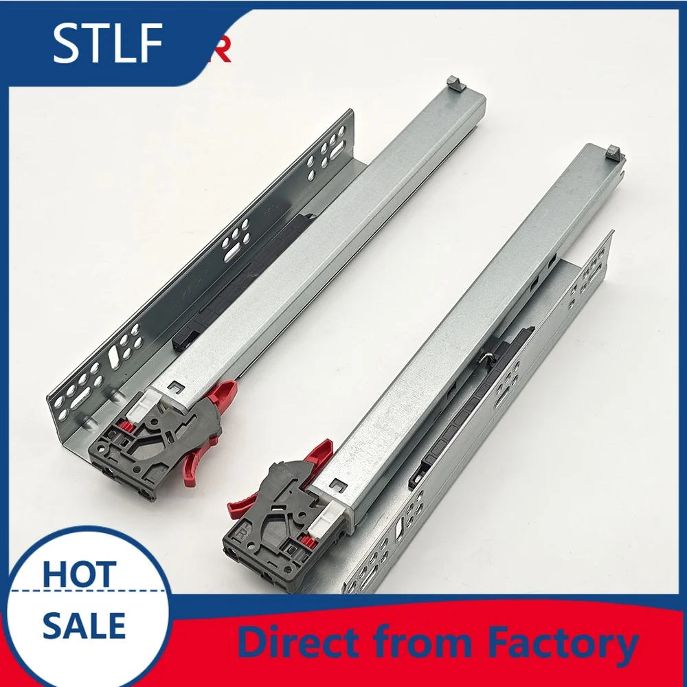 

STLF 3 Fold Undermount Steel Modern Slide for Drawer 1.0/1.4/1.8mm 35kg Full Extension Hidden Push Open with Handle