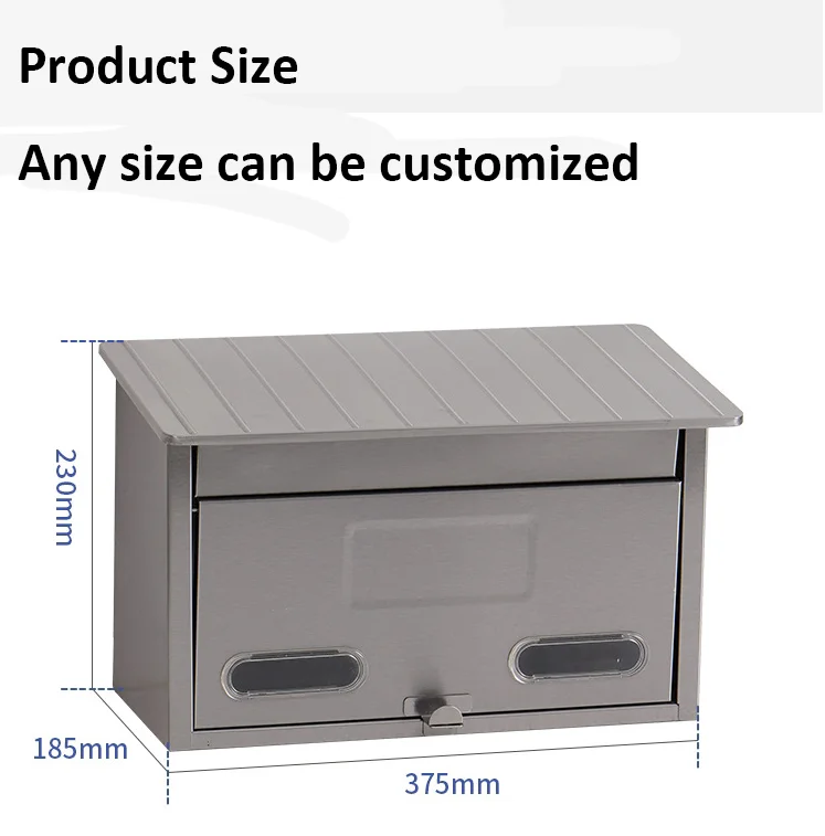 Outdoor wall-mounted stainless steel newspaper box waterproof with lock sheet metal processing products