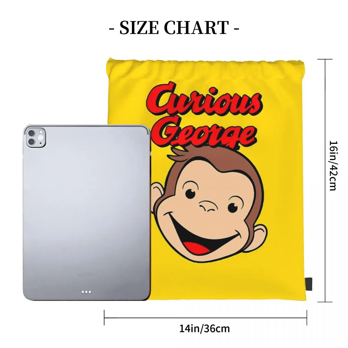 Curious George Backpacks Casual Portable Drawstring Bags Drawstring Bundle Pocket Storage Bag Book Bags For Man Woman School