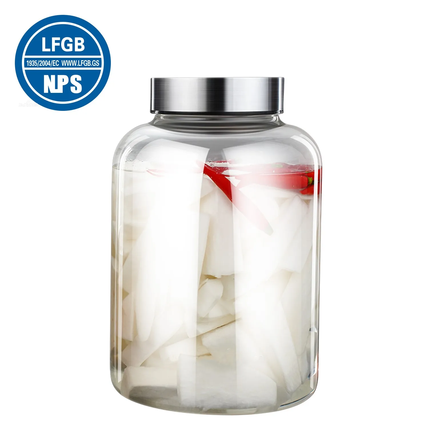 LFGB Certificated Ultra Hardness High-Borosilicate Glass Kimchi Jar Automatic Air Exhaust Cover Kitchen Sauerkraut Ferment Crock