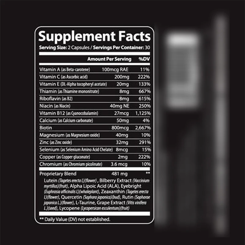 Vitamin eye supplement containing lutein and zeaxanthin | Advanced formula for eye health -60 vegetarian capsules
