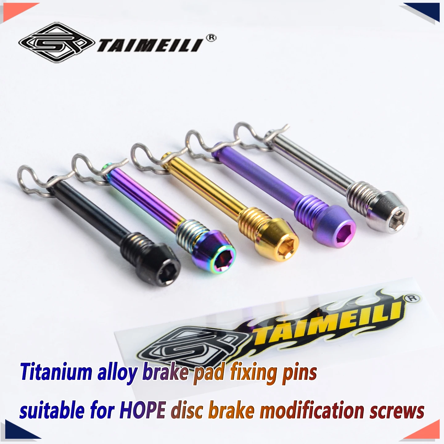 TAIMEILI  titanium alloy brake pad fixing pin 2pcs, suitable for HOPE disc brake modification screw,Rust proof ultra light
