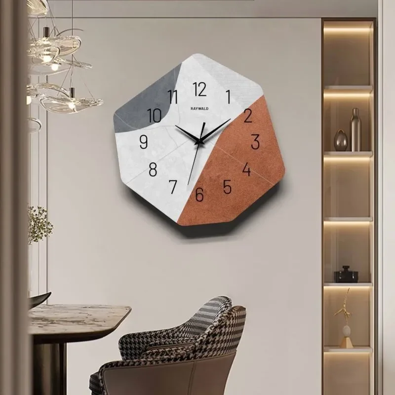 

Home Decor Nordic simple living room wall clock home wall hanging clock TV background wall bedroom mute clock without punching