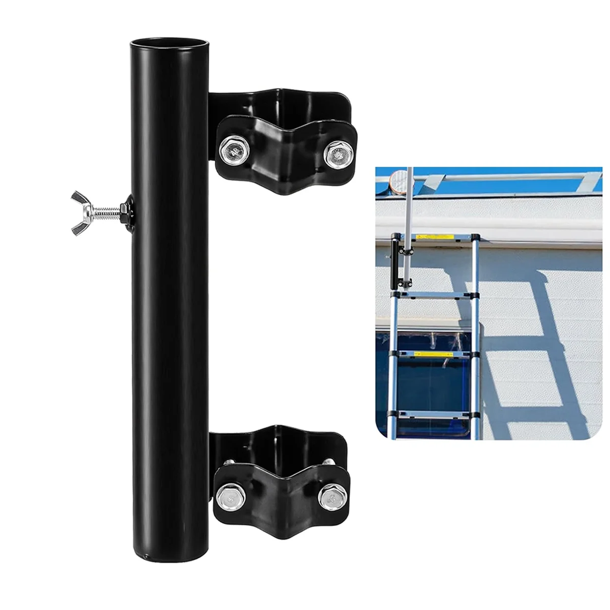 

A002 RV Ladder Mounted Flagpole Holder, RV , Flag Pole for Travel Trailer, Compatible with RV Ladder Rails