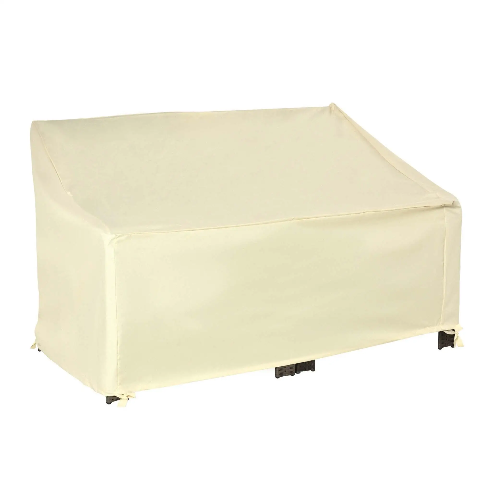 Funda para sofá de jardín de 2 plazas Oxford 600D impermeable, 140x84x56/94cm beige con extremos de cordón