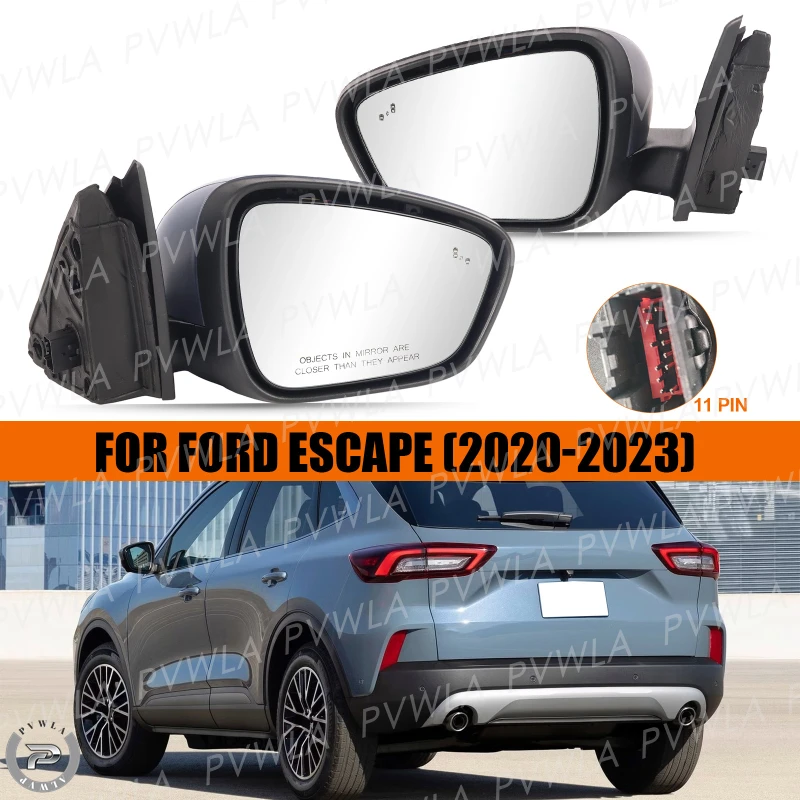11PIN Paintable Heated Side Mirror For US Version Ford Escape 2020 2021 2022 2023 Blind Spot Memory Rear Mirror Assembly