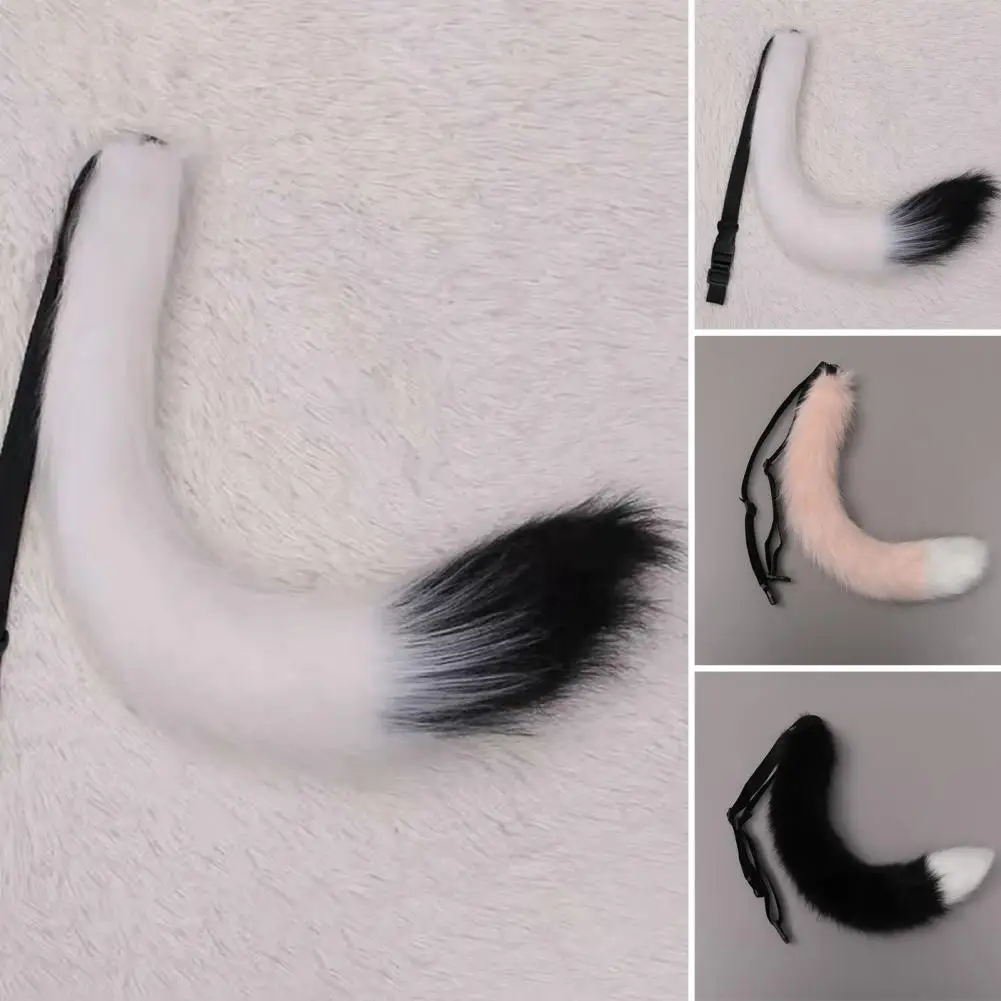 Faux Fur Tail Faux Fur Fox Tail Wolf Dog Tail Cosplay Costume Props with Adjustable Belt for Japanese Style Kawaii Party