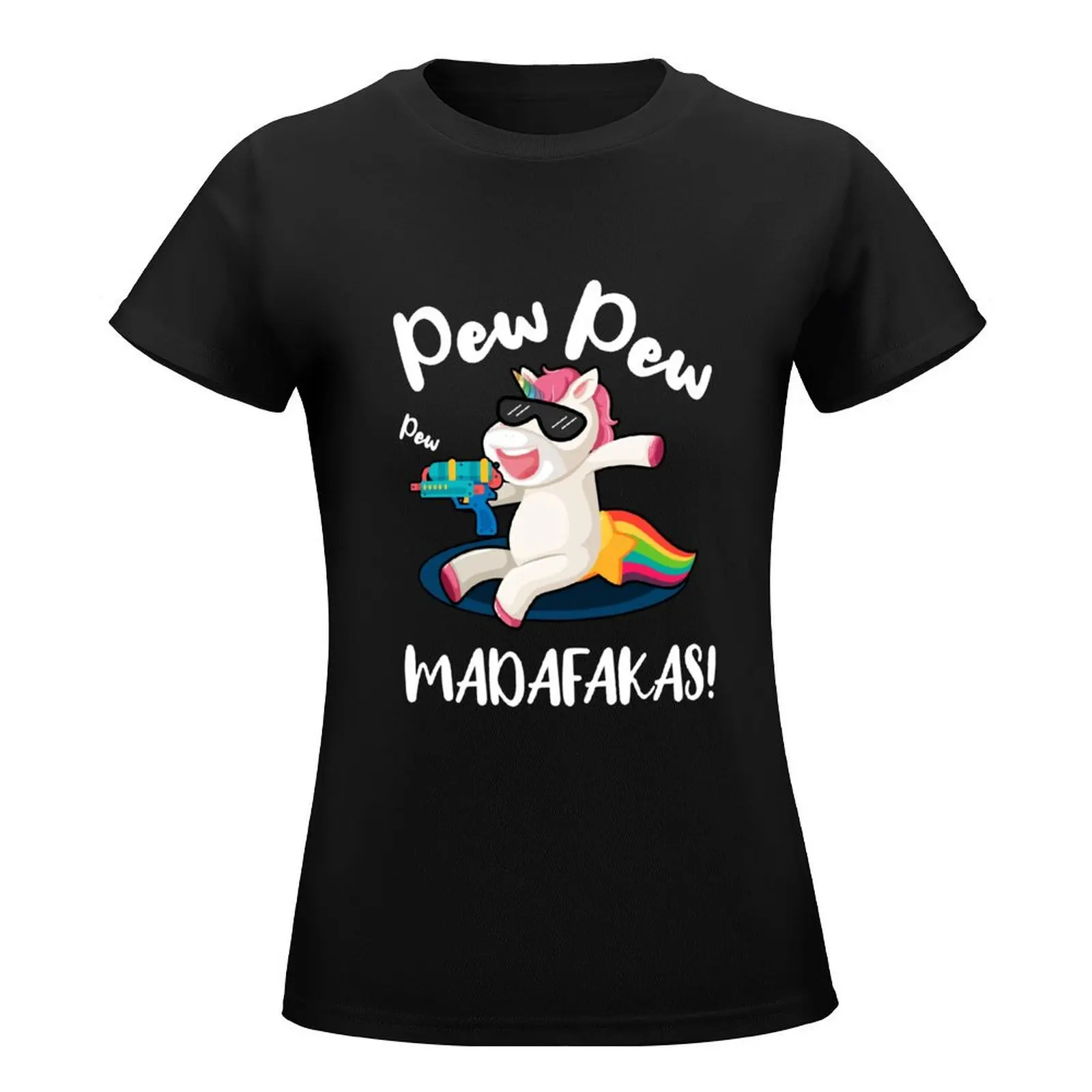 pew pew madafakas funny unicorn T-Shirt aesthetic clothes Aesthetic clothing summer top oversized t shirts for Women