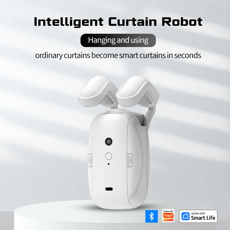 Bluetooth Automatic Curtain Opener Closer Robot Smart Curtain Motor Timer Voice Control for Track Curtain work with Alexa Google