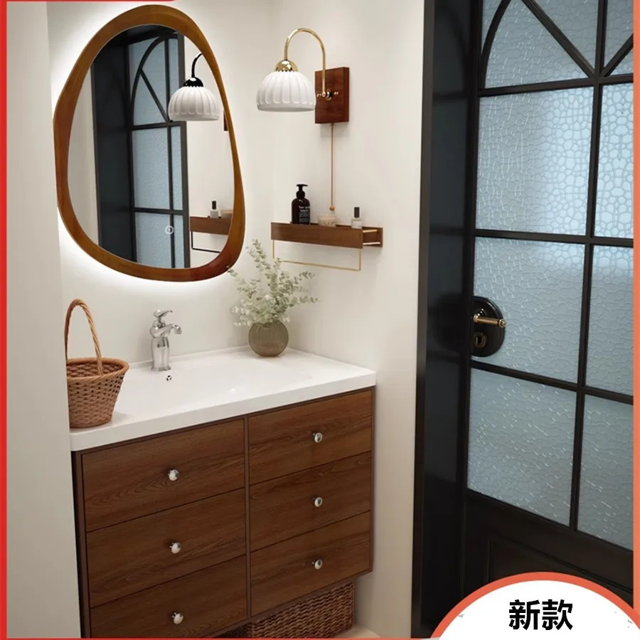 French retro bathroom vanity set - integrated ceramic basin & sink