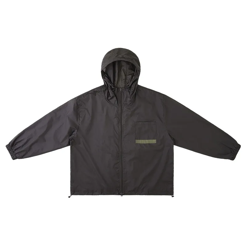 Men Japanese Streetwear Fashion Loose Casual Hooded Jacket Male Outdoor Lightweight Sunscreen Cargo Jackets Coat Outerwear