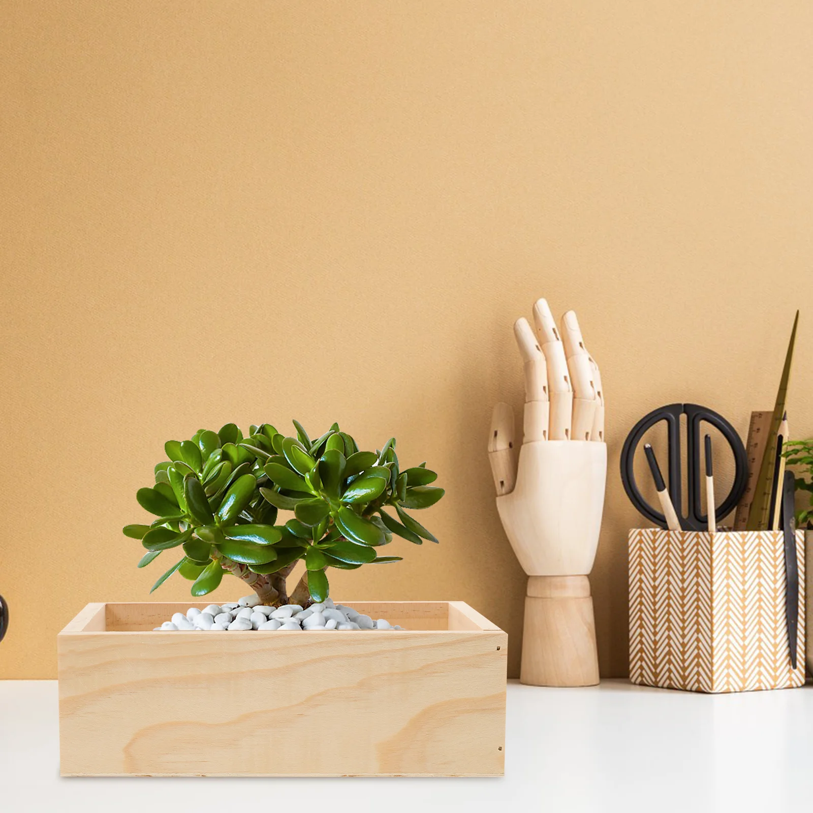 

Rectangular Wooden Storage Box Succulent Pot Desktop Planter for Cactus Bonsai Home Office Decoration Wooden Pot