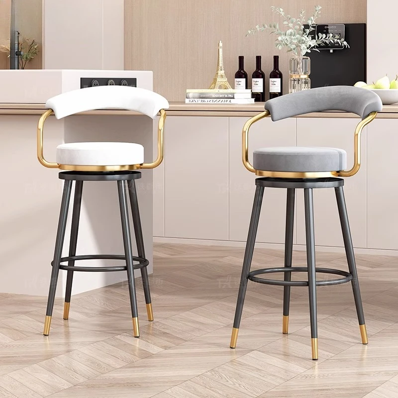 مقعد بار دوار 360 درجة مع مسند للذراعين ومسند الظهر مقعد عصري أنيق للمطبخ المنزلي/عداد البار/كراسي المقهى